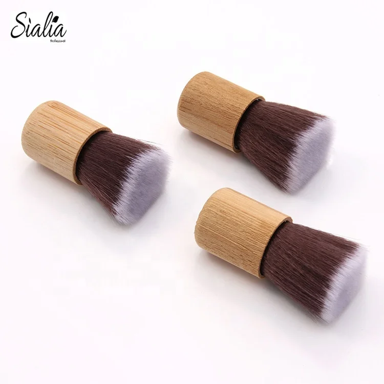 Private label Bamboo Handle Mini Flat Top Makeup Brush High Quality Foundation Kabuki Brush