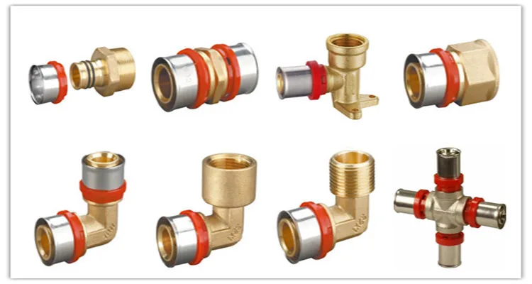 GLOWJOY FT1301N Никелированный прессовый фитинг двойной прямой без резьбы для соединения металлопластиковых труб