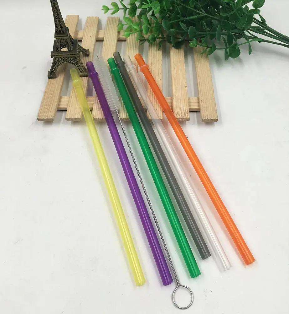 10' bpa free acrylic clear tumlber straw,  Clear Reusable Plastic Replacement Drinking Straws for 20oz and 30oz tumbler,