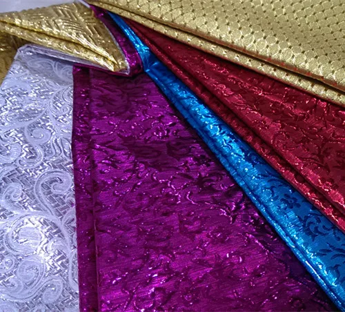 Оптовая продажа, жаккардовые полиэфирные ткани, блестящие атласные красочные цветочные люрекс, парча, шелковые 3d платья, дамасская ткань