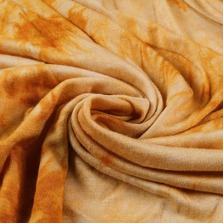 Окрашенный вручную канитель Одиночная вязать уток спандекс вискоза эластан Джерси ткань