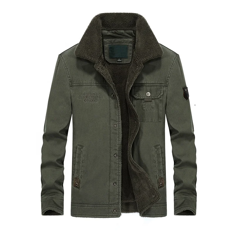 
Retail Online Shopping Fur Lining Cotton Mens Khaki Work Winter Chore Jacket 