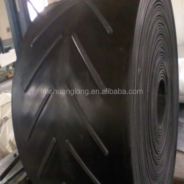 slope transportation patterned v conveyor belts for road construction application
