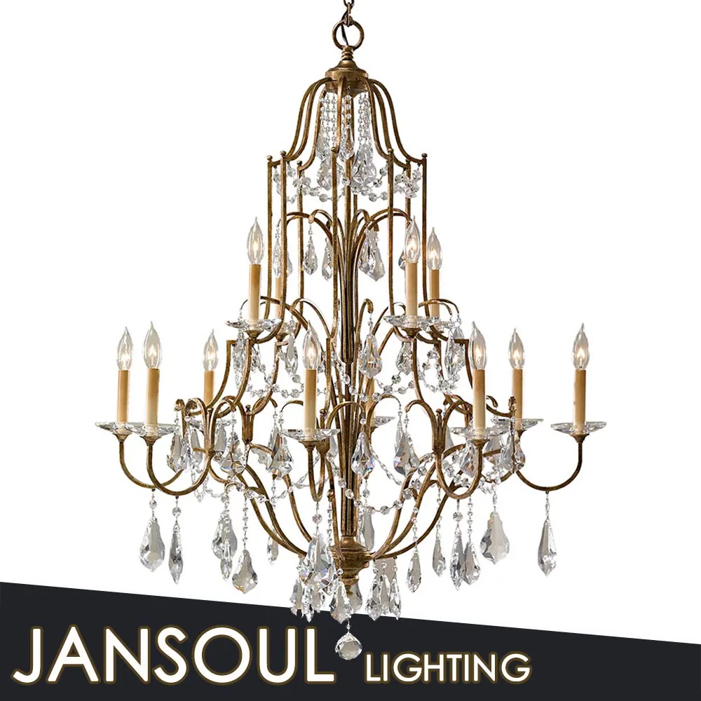 vintage bird cage candle holder high quality  crystal chandelier luxury brown chandelier for hotel lobby