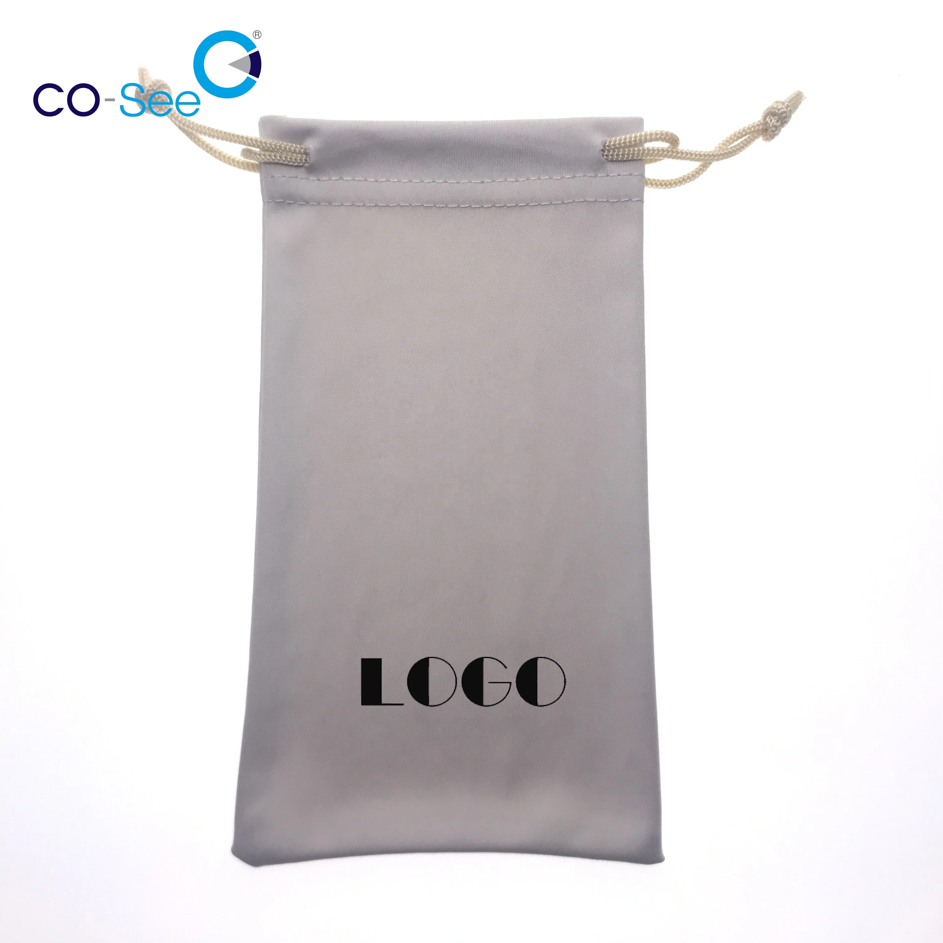 Factory high quality soft microfiber 180g custom logo glasses pouch nylon glasses bag
