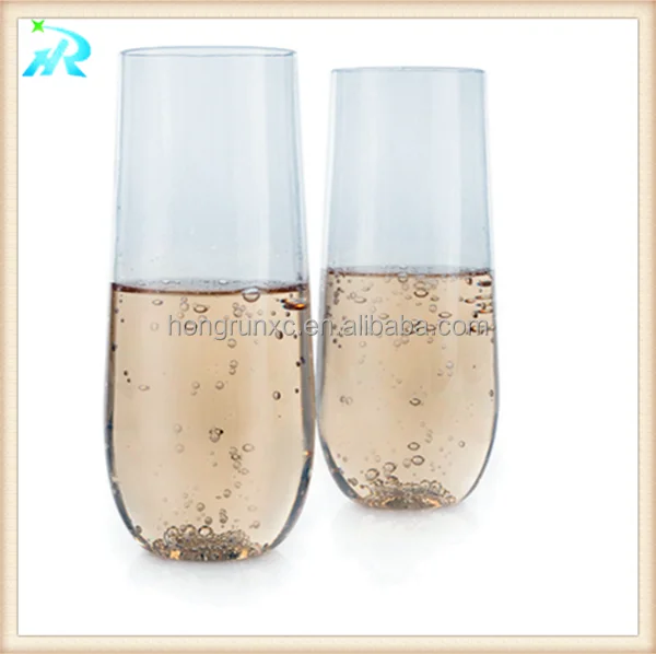 
Disposable plastic flute cup, stemless plastic champagne glass 