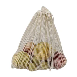 Hot selling Eco friendly Food Grade Reusable Grocery Cotton Mesh Bag with 100% Organic Cotton cotton mesh pouch