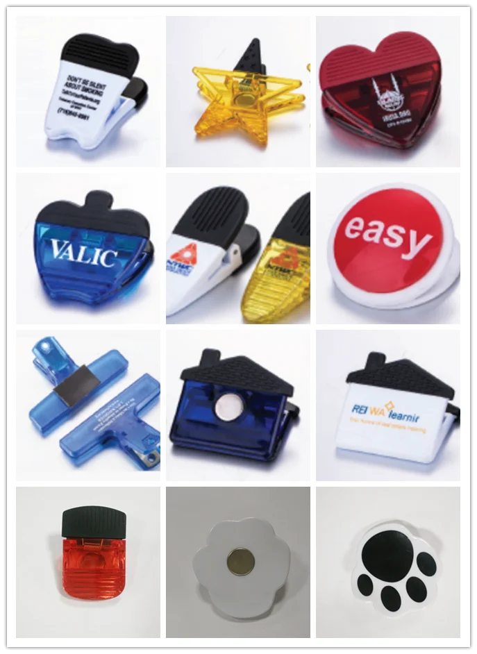 High quality Custom Logos Plastic Magnet Wholesale Binder Paper Clip Stationery for Office With Special Shape Manufacturer