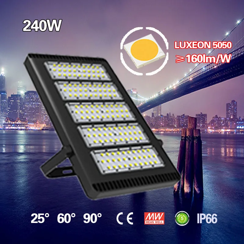 5 years warranty 240w led stadium flood light with luxeon 5050 led and Meanwell driver 160lm/w