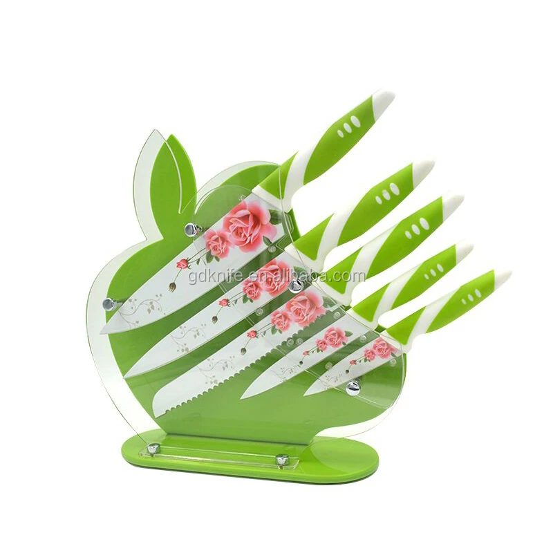 High quality 5pcs color TPR handle coating non-stick color kitchenknife