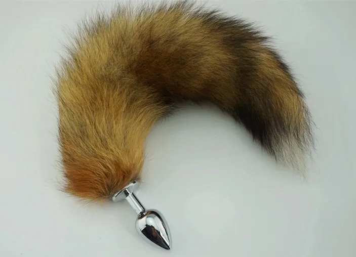 metal fox tail anal butt plug cat tail sex products