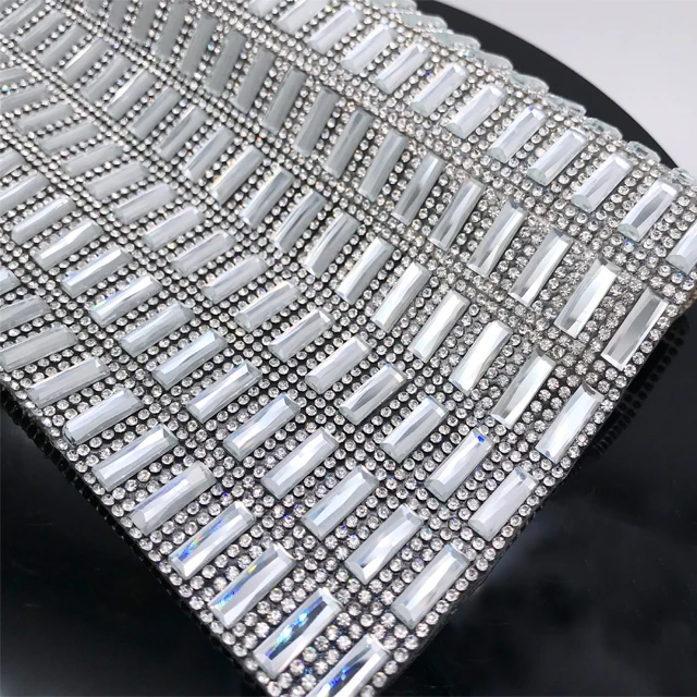 wa045 factory price adhesive mesh trim crystal rhinestone sheet for decoration