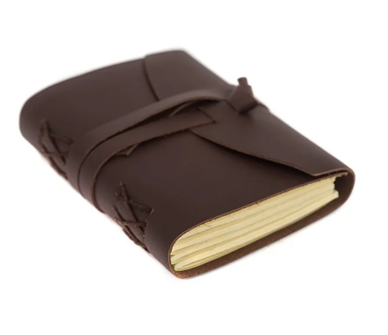 Fashionable vegetable tan handmade leather journal string sketchbook, high quality clear cover notebook for travel