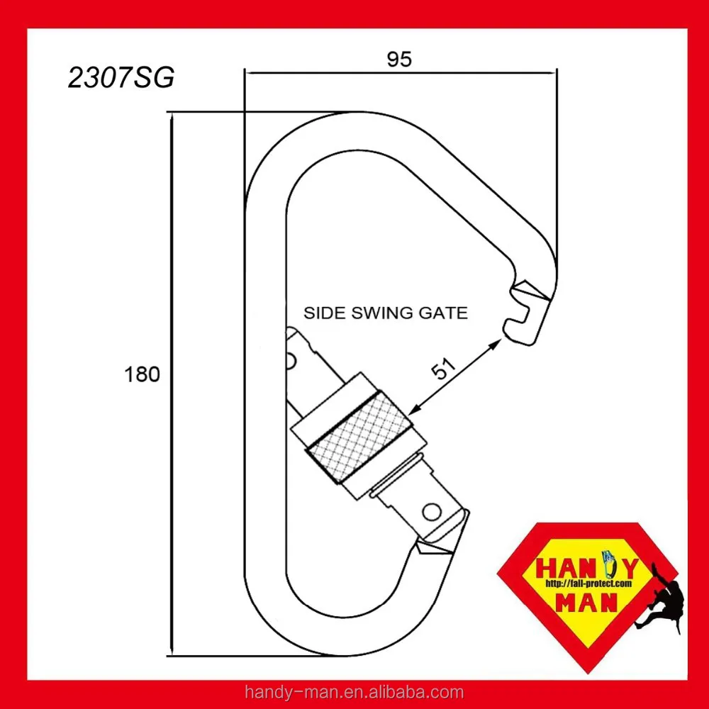 Steel D Type Large Carabiner Screw Gate Industrial work place Hook