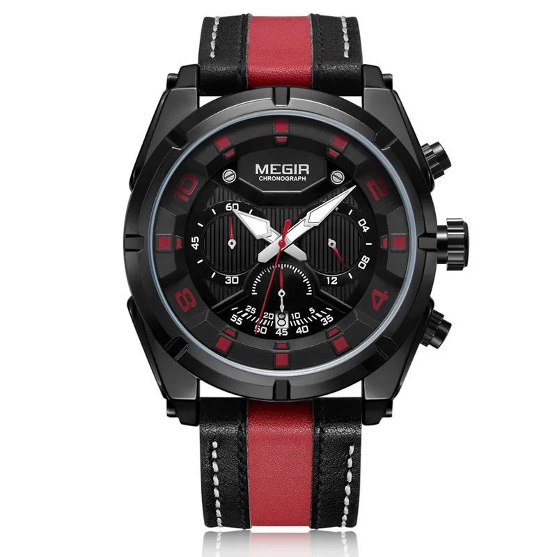 WJ-7513 MEGIR мужские водонепроницаемые деловые Ретро Стрелки с одним Календарем Наручные часы индивидуальные модные большим циферблатом