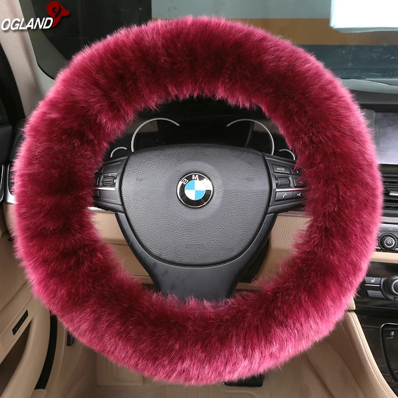 Fluffy Genuine Styling Long Wool Steering-Wheel For Car Accessories Interior Australian Merino Sheepskin Fur Colorful Cute Girl