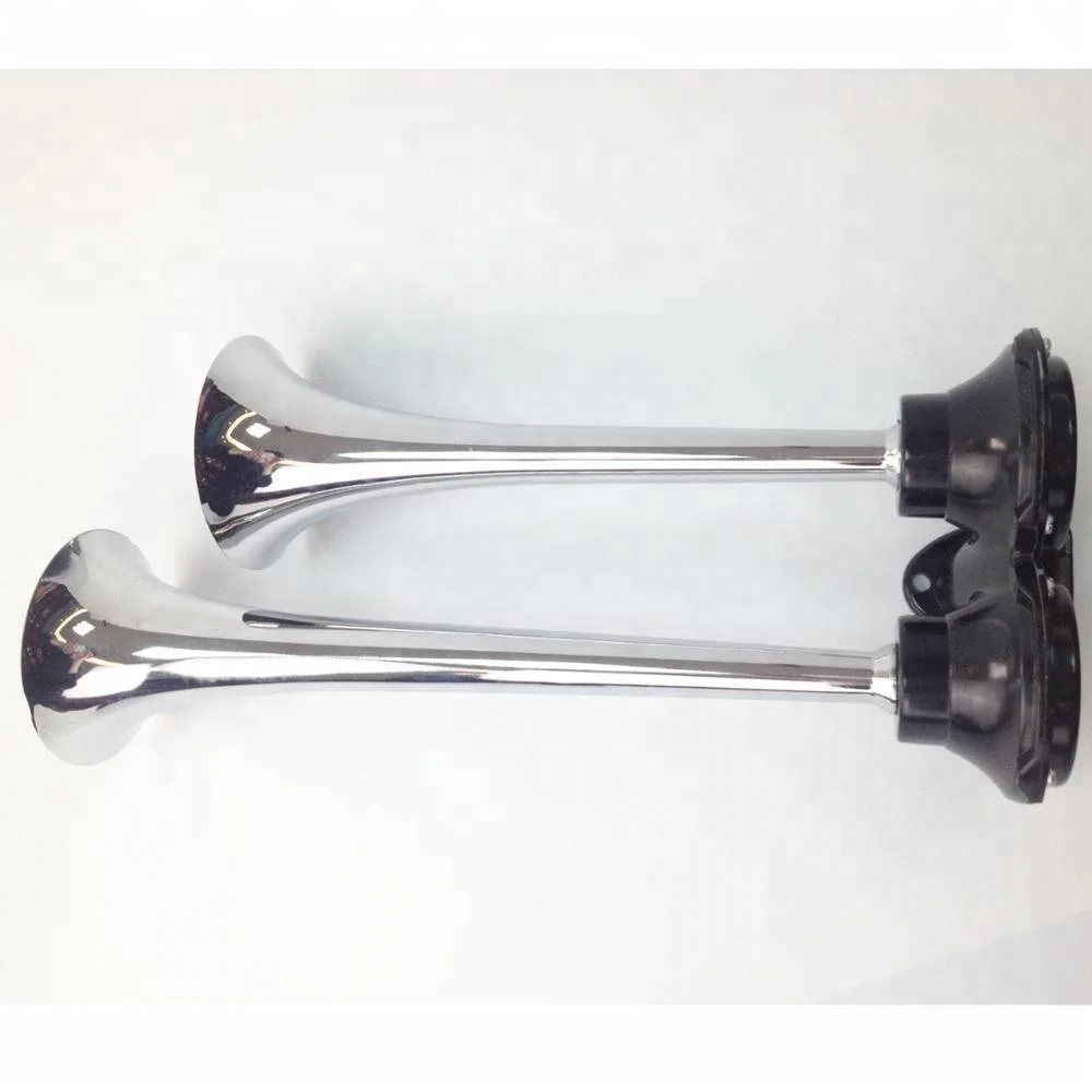Chrome Zinc Dual Trumpet Air Horn with Manual valve for Any Vehicles Trucks Lorrys Trains Boats Cars Vans
