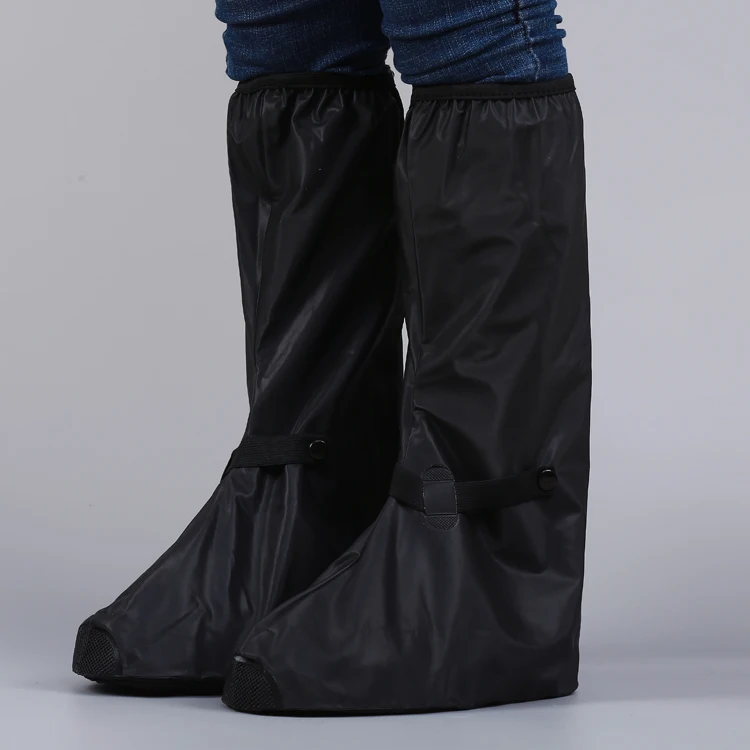 Black Waterproof Men Adjustable Fabric Pvc Motorcycle Rain Boots Cover For Rain with reflector