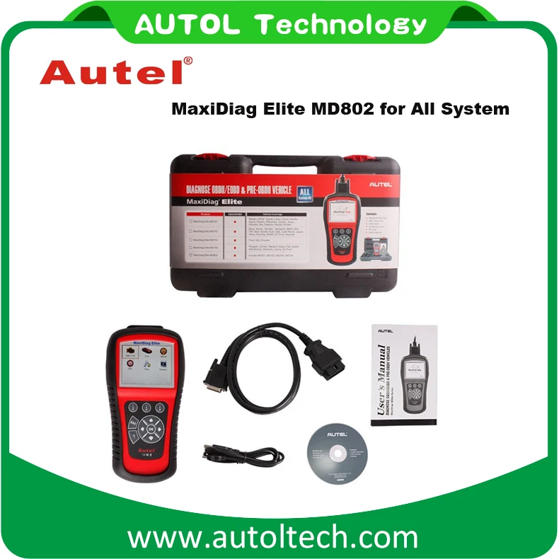Autel Код Сканер Maxidiag Elite MD802 для всех системы Автоматический Диагностический инструмент