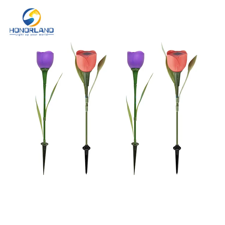 Outdoor Decor Colorful Tulip Sunflower Led Light Solar Stake Led Garden Light