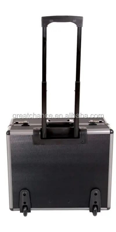 
New Aluminium Black Pilot Case Wheeled Briefcase Carry Case Travel Work Business 