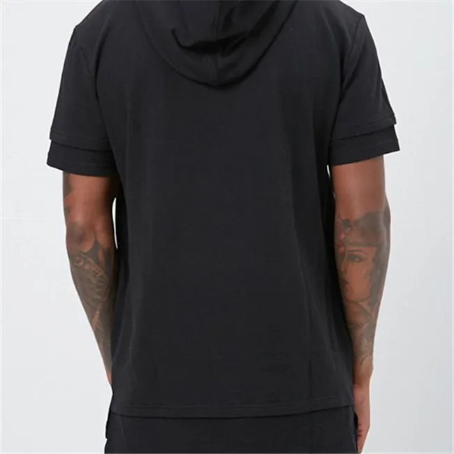 
Custom Men White Cotton Extra Long Men Blank T Shirt With Hood 