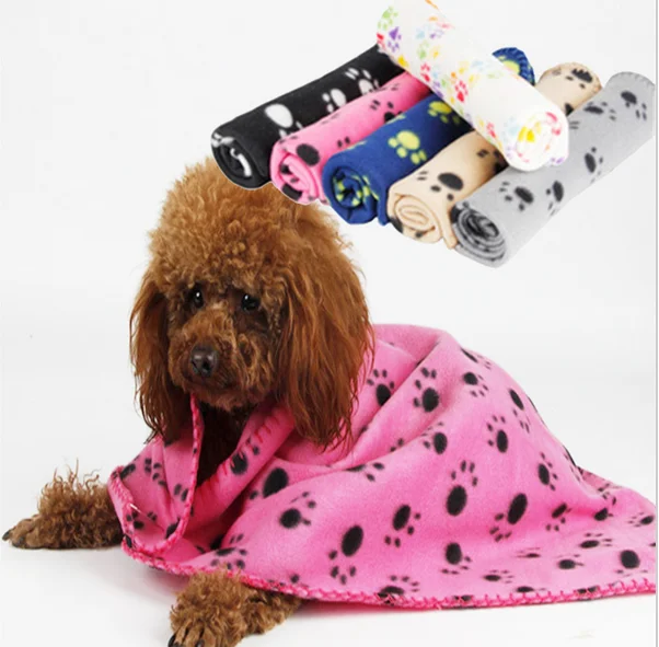 Cute Dog Bed Paw Print Soft Warm Fleece Pet Blanket Cat Mat Puppy Bed Sofa Pets Towel 60*70cm