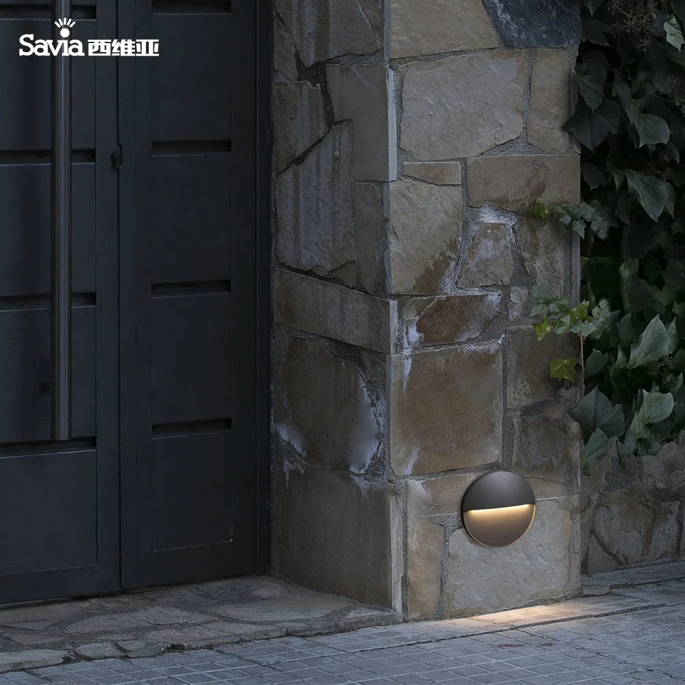 Savia LED garden wall light IP44 3W waterproof aluminum PC Led wall corner lamp step light outdoor resscred brick lights