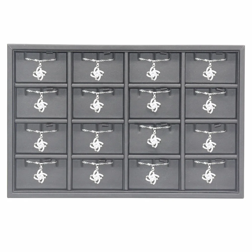 Кольцо колье серьги держатель кожа stackable лоток для ювелирных изделий