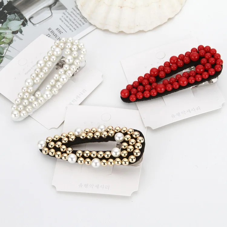 Женская заколка для волос, элегантная Заколка-пряжка с кристаллами и жемчугом, корейский стиль, Роскошный аксессуар для волос, новинка 2019