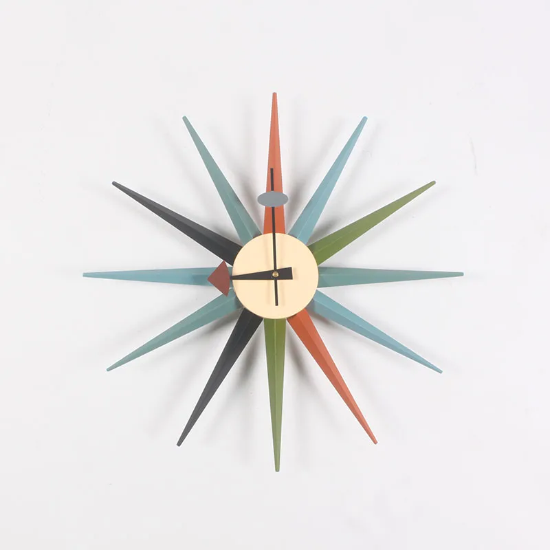 Factory direct Wooden Multi Color Sunburst wall clock Manufacturers of professional designers clock wholesale wall clocks
