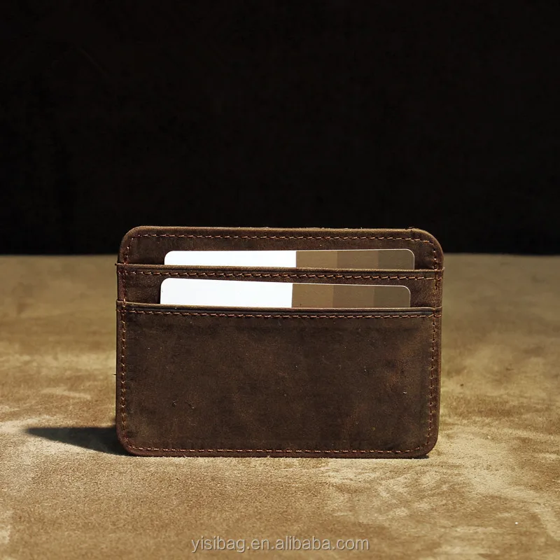
Compact card and cash holder in crazy horse leather 