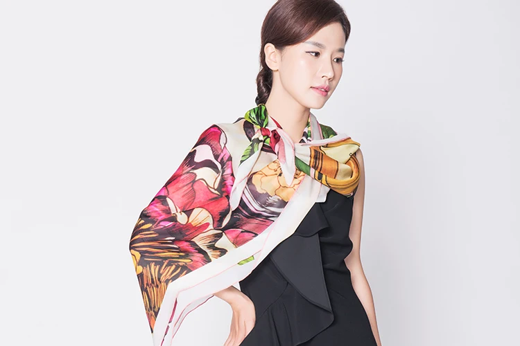 Hangzhou Scarf Factory Fashionable Design Lady Printed Pashmina Women Silk Scarf