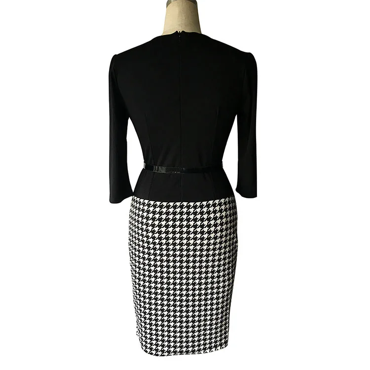 Womens One Piece Long Sleeve Black Professional Dress