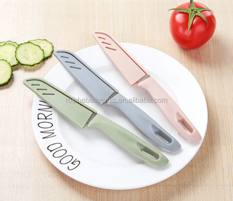 
High Quality Stainless Steel Colorful Handle Cheap Portable Paring Knife With PP Sheath 