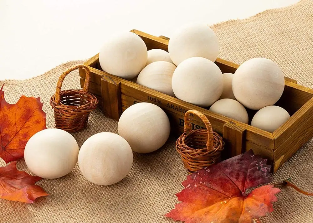 Wood Ball Unfinished Wooden Beads Mini Round Craft Balls for DIY Projects Kids Arts and Craft Supplies