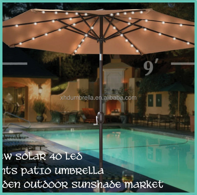 aluminium patio umbrella with led light for garden umbrella and beach umbrella