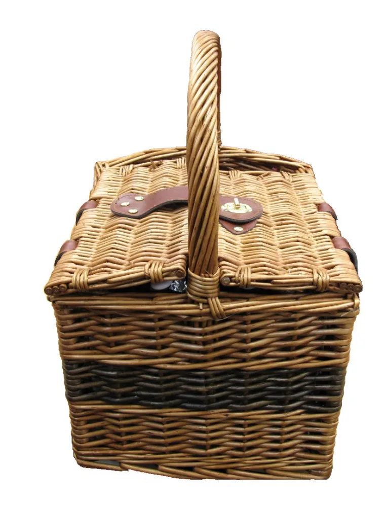 
wicker picnic basket for 2 person 