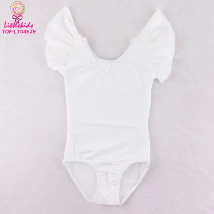 Flutter Sleeve Toddler Baby Leotard White Girls Blank Wholesale Ruffled Ballet Leotards