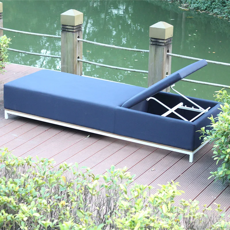 adjustable garden sun lounge patio aluminum plywood sun bed/ outdoor beach  lounger