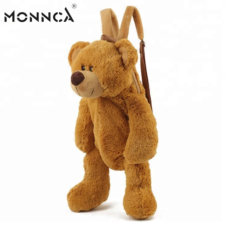 2021 Custom Plush Animal Brown Teddy Bear Backpack For Adults