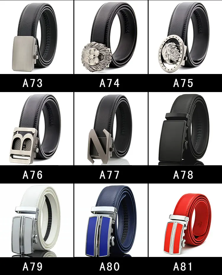 btu1208 Black Men Dress Ratchet Automatic Buckle Leather Belt without Hole