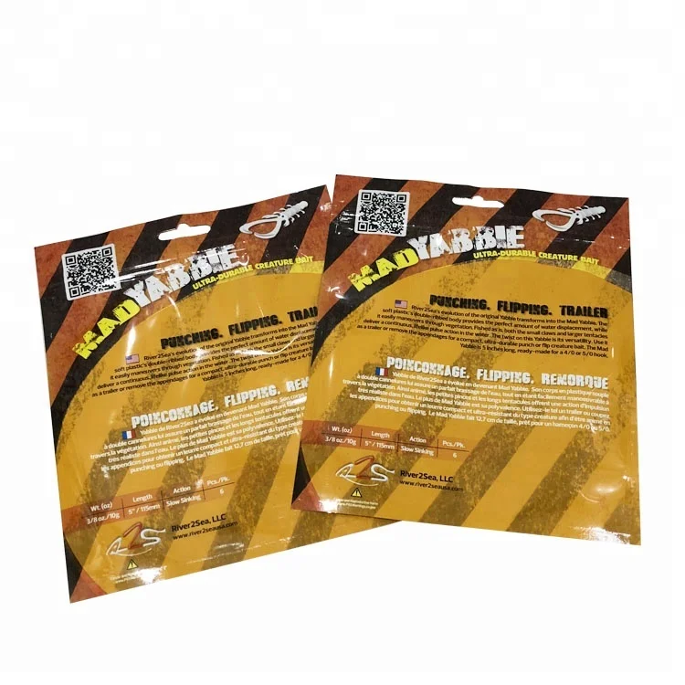 Clear window plastic soft lure bag / fish bait worm bag with zipper / live bait fishing bags