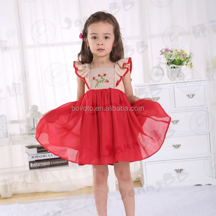 Children girls flower embroidery dress girls princess easter spring frock design dress