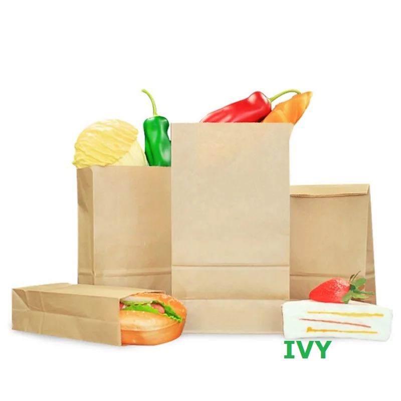 Food Grade Custom Printed Greaseproof Sandwich  bread Packaging Brown or White Kraft Paper Bag