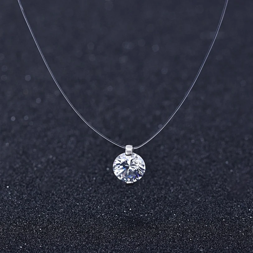 
China Factory Simple Zircon cz Stone Pendant Jewelry Black Cord Crystal Necklace 