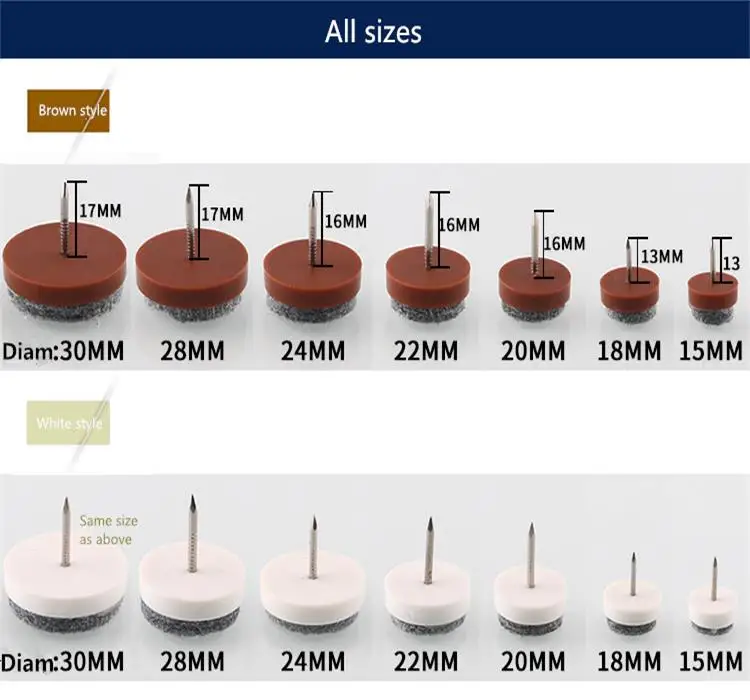 
OEM foot nail felt furniture feet pads furniture glide felt pad with nail 