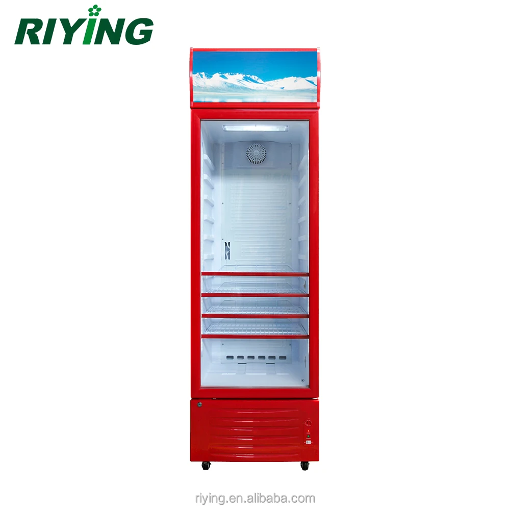 Commercial Single Door Vertical Refrigerator Showcase Fridge for Pepsi Beer with Roll Bond Evaporator