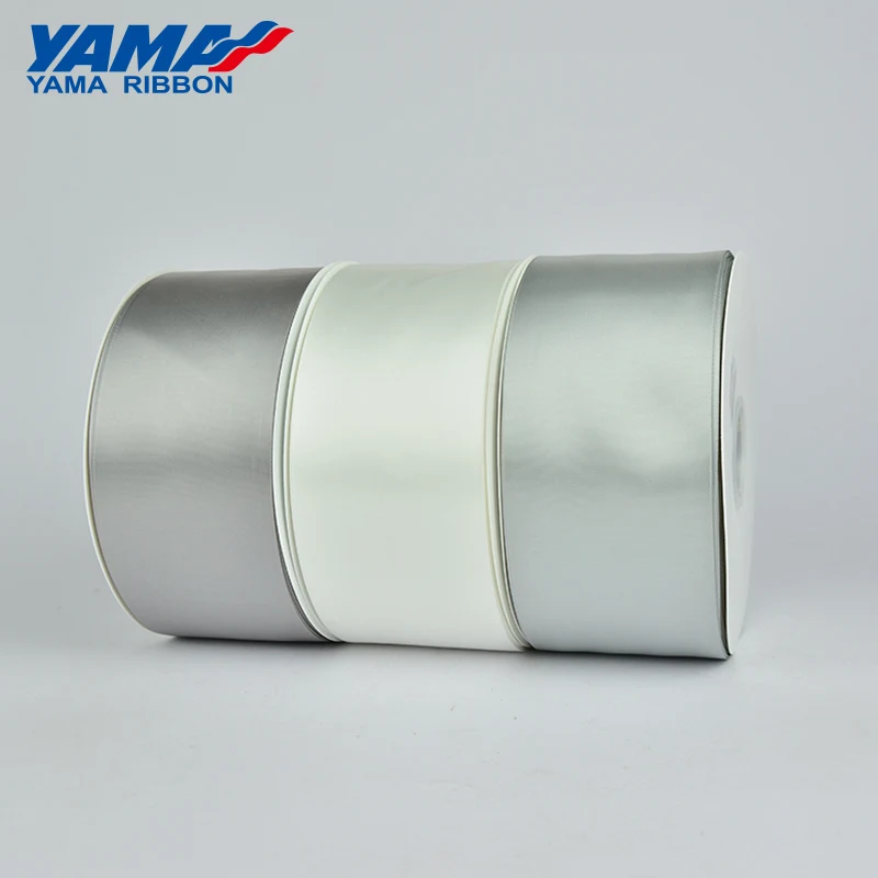 Yama Silk Satin Ribbon Factory Wholesale 3 Inch 75mm Single Face Smooth Blue RIBBONS 100% Polyester Solid Color
