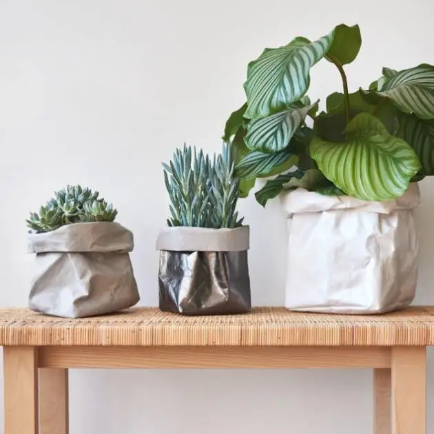 Durable flower grow bag washable kraft paper pot planter